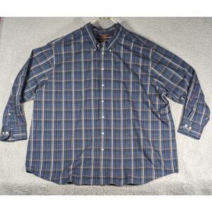 Oak Hill Shirt Mens Size 3XL Blue Plaid Long Sleeve Button Up Shirt